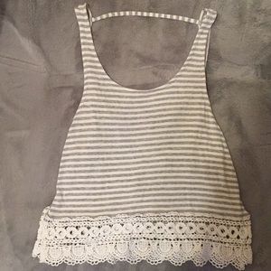 Grey and White Striped Tank Top